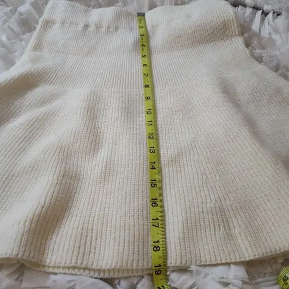 Mable Skirt Womens Large Cream Rib Knit Flare Soft Stretch Fall Preppy - Picture 12 of 13